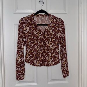 70s style soft button up floral shirt